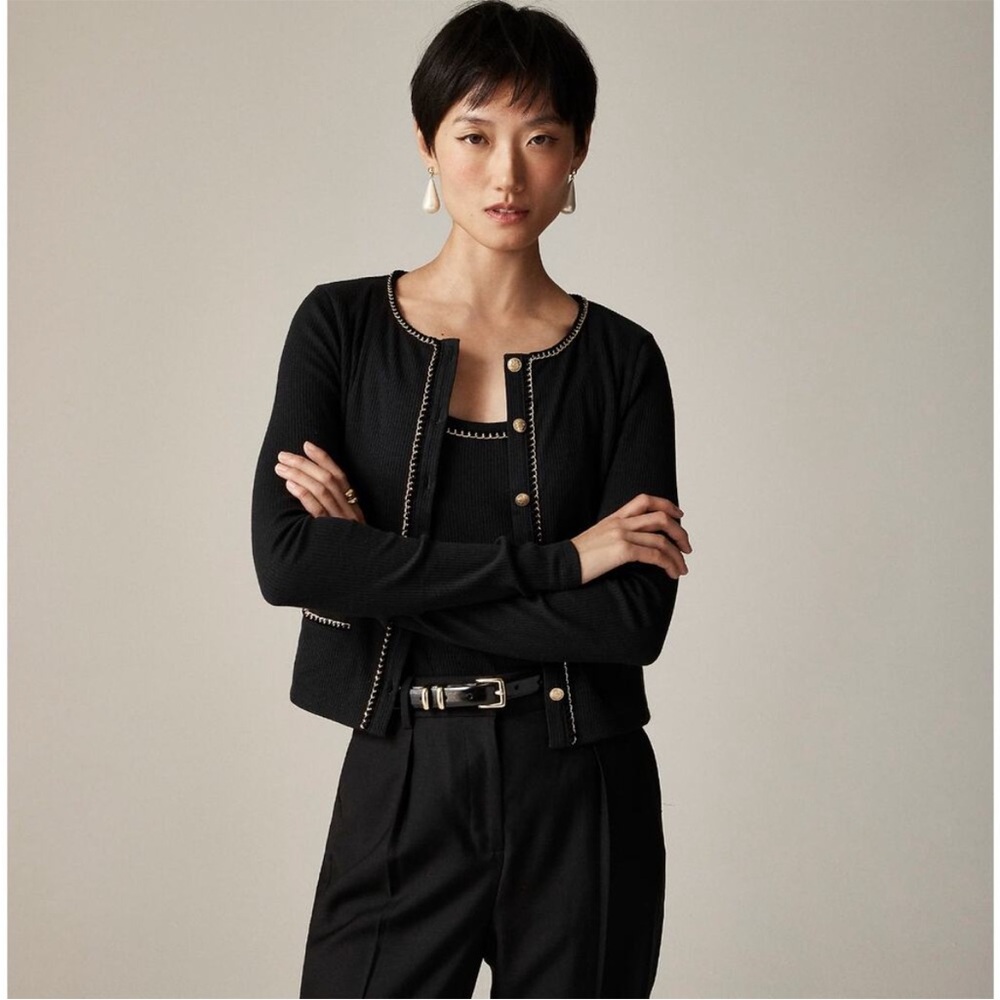 J. Crew Black Cardigan with Gold Accents